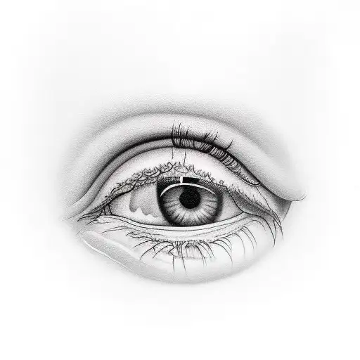 Eyes with hearts inside the eyes crying tattoo design idea