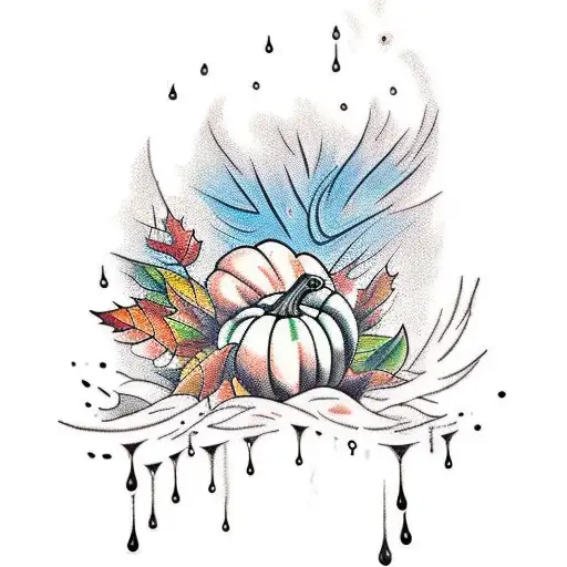 fall season, dripping ink, love  tattoo design idea