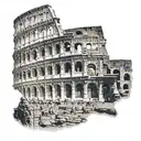 Roman Colosseum with a gladiator fighting inside tattoo design idea