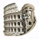 Roman Colosseum with a gladiator fighting inside tattoo design idea