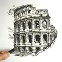 Roman Colosseum with a gladiator fighting inside tattoo design idea