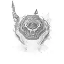 art with the following names: Molly Branca Apu Dante Poli Otto Sombra Neblina tattoo design idea