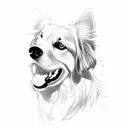 Golden Retriever with the following names as shape: Molly Branca Apu Dante Poli Otto Sombra Neblina tattoo design idea