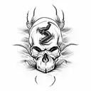 skull, scorpion, scary spider, horn tattoo design idea