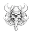 skull, scorpion, scary spider, horn tattoo design idea