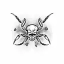 skull, scorpion, scary spider, horn tattoo design idea