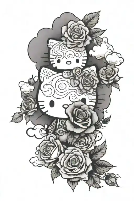 the world hope and flowers and roses and clouds with a suicide awareness symbol with hello kitty and the boondocks tattoo design idea