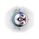 very colorful silhouette of face in half of circle, other half is black and white globe, yin yang tattoo design idea