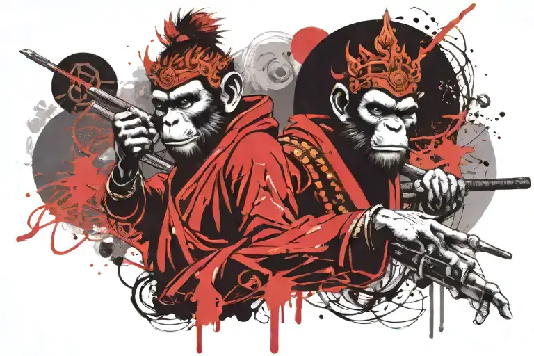 monkey king reached buddhahood tattoo design idea