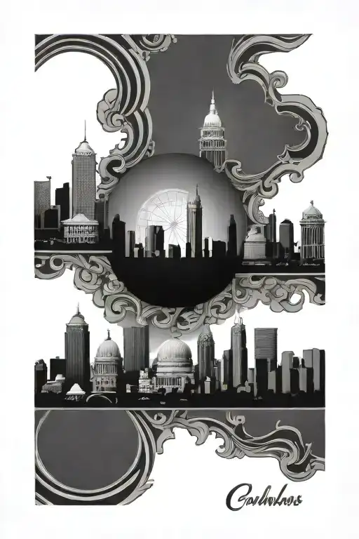 Columbus Ohio city skyline tattoo design idea