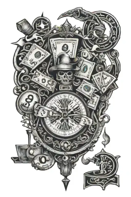 play 4 keeps hustler counting money symbols incorporated tattoo design idea