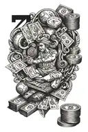 play 4 keeps hustler counting money symbols incorporated tattoo design idea