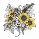 sunflower, Poppy and ivy vines tattoo design idea