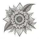 sunflower, Poppy and ivy vines tattoo design idea