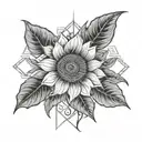 sunflower, Poppy and ivy vines tattoo design idea
