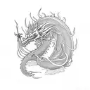 dragon with red spider lily tattoo design idea
