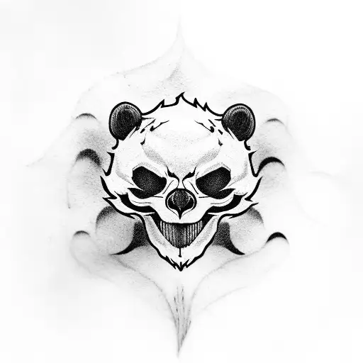 skull firefox with panda tattoo design idea