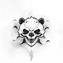 skull firefox with panda tattoo design idea