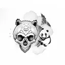 skull firefox with panda tattoo design idea