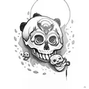 skull firefox with panda tattoo design idea