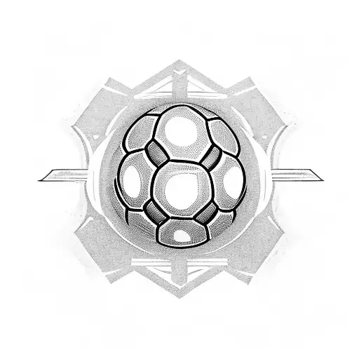 A tattoo design combining a soccer ball and a barbell to represent the client's love for both football and fitness. tattoo design idea