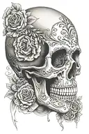 candy skull face tattoo design idea