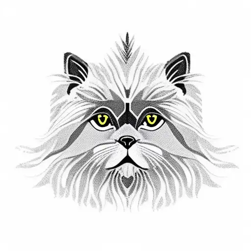 himalayan cat poses like a little lion tattoo design idea