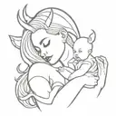 sexy devil woman holding a baby girl tattoo design idea