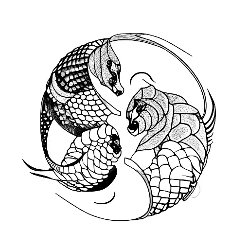 pangolin with ying yang  tattoo design idea
