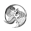 pangolin with ying yang  tattoo design idea