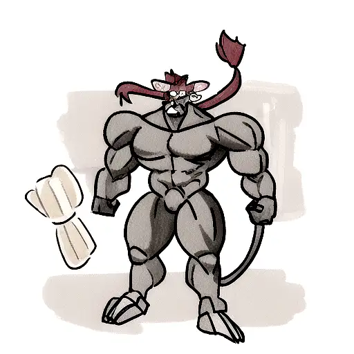 a humanoid rat with muscular arms by the left side tattoo design idea