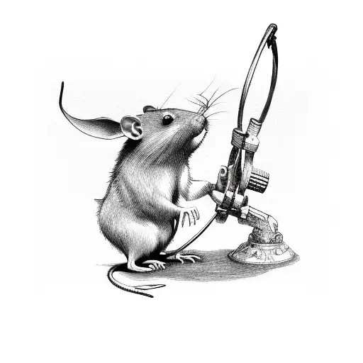 a humanoid rat with a muscular arms by the left side tattoo design idea