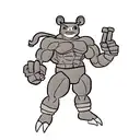 a humanoid rat with muscular arms by the left side tattoo design idea