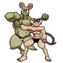 a humanoid rat with muscular arms by the left side tattoo design idea