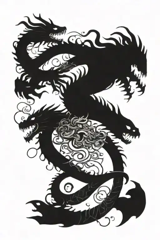 A siren, hydra, and a leviathan, 3 figures tattoo design idea