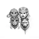 hear no evil,see no evil,speak no evil as a tribal tattoo tattoo design idea