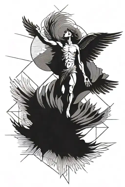 Icarus flying towards the sun tattoo design idea