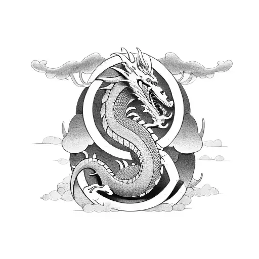 A dragon curled around a Libra scale, symbolizing balance and strength tattoo design idea