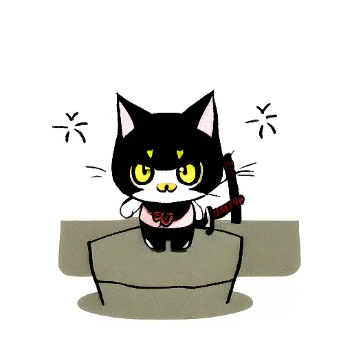 Cute cat with a katana  tattoo design idea