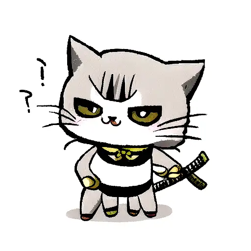 Cute cat with a katana  tattoo design idea