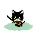 Cute cat with a katana  tattoo design idea