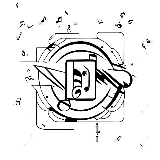 music play button. with sound equalizer tattoo design idea