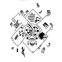 music play button. with sound equalizer tattoo design idea