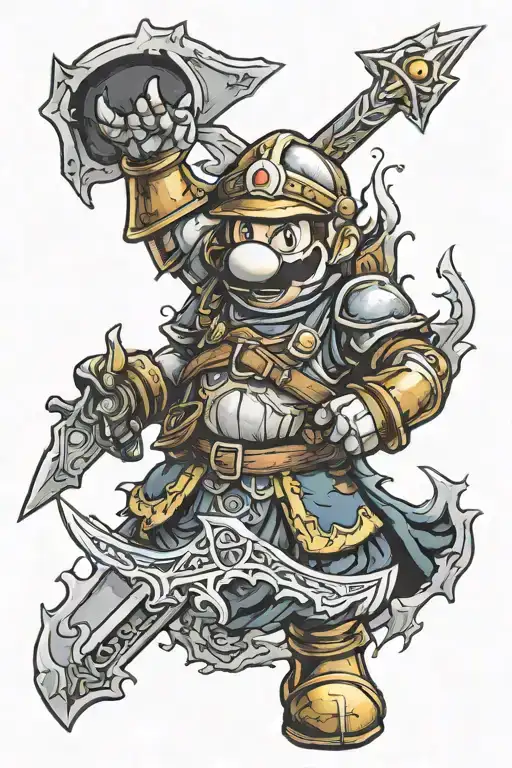 mario dark souls tattoo design idea
