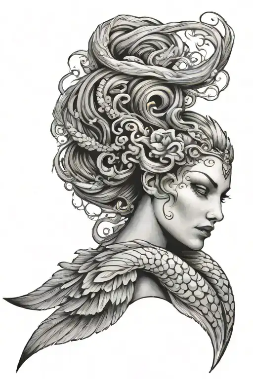 siren emerging tattoo design idea