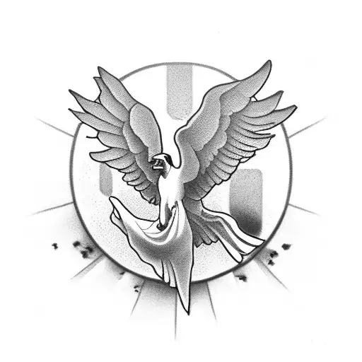 jesus with dove and moo.  tattoo design idea