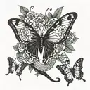 snake and butterfly  tattoo design idea