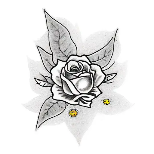 blink 182 logo with leaves and marigold tattoo design idea
