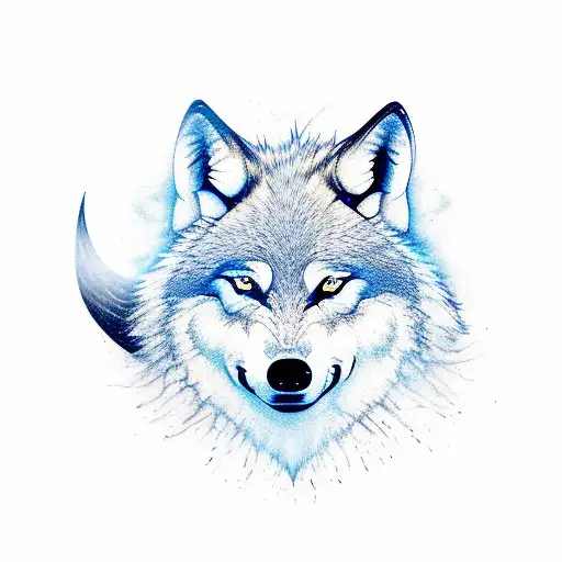 A new-school design of a wolf Patronus casting a spell from Harry Potter tattoo design idea