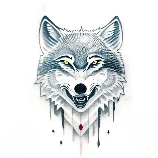 A new-school tattoo of a wolf howling at the moon, with a Zelda-inspired twist tattoo design idea